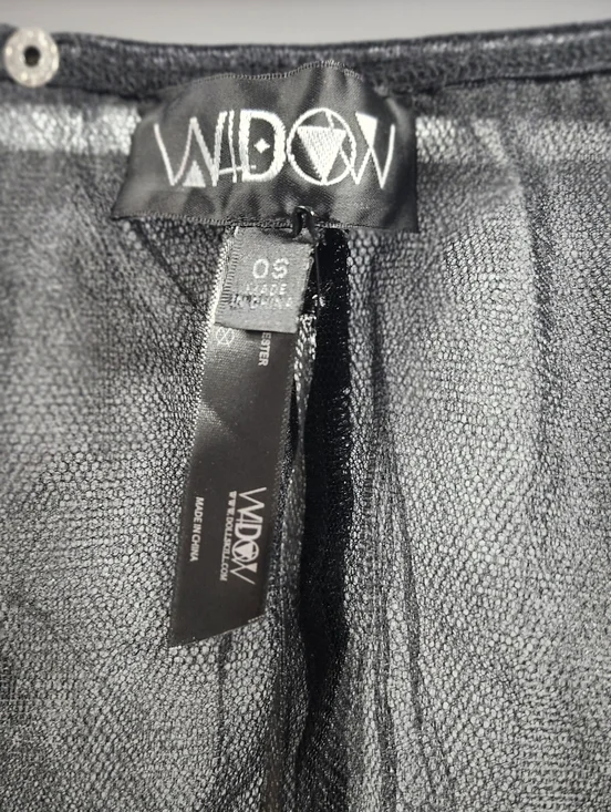 Widow Dolls Kill Black Sheer Tiered Bustle Skirt with Red Floral Lace Trim - Picture 5 of 5